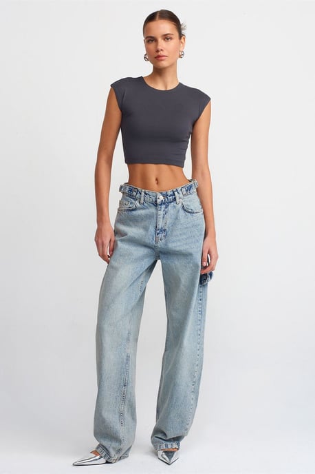 Slim Fit Crop Jersey Blouse - Image 3