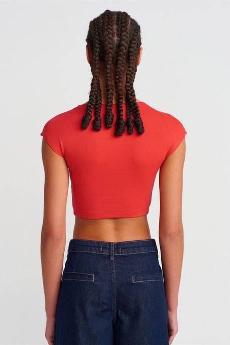 Slim Fit Crop Jersey Blouse - Image 2