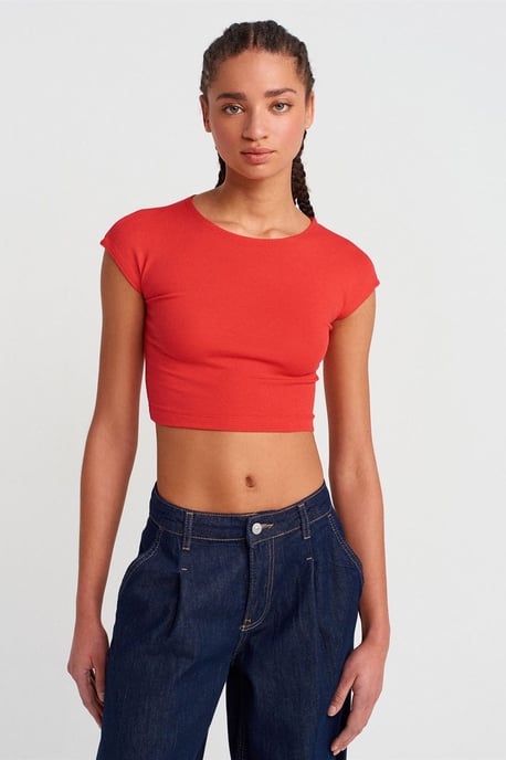Slim Fit Crop Jersey Blouse - Image 3