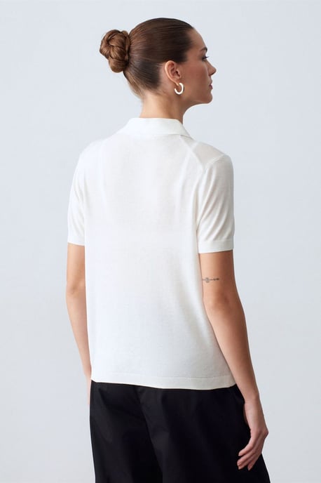 Dames Polo Kraag Knop Blouse - Image 2
