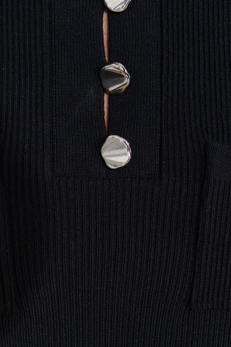 Ribbad stickad blus med knapppdetaljer - Image 4