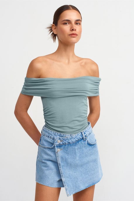 Schoudervrij Slim Fit Jersey Blouse - Image 1