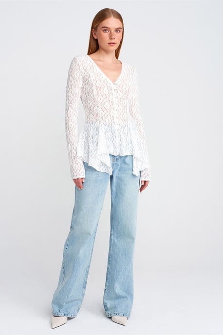 Kanten V-hals Knopen Cardigan - Image 3