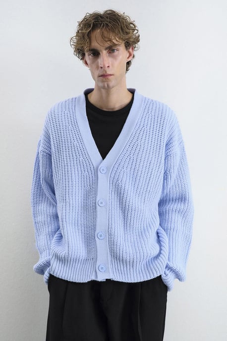 Oversized Geribbelde V-hals Cardigan - Image 5