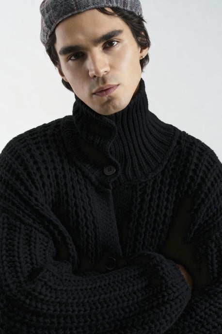 Oversized Ribbad Turtleneck Kofta - Image 3