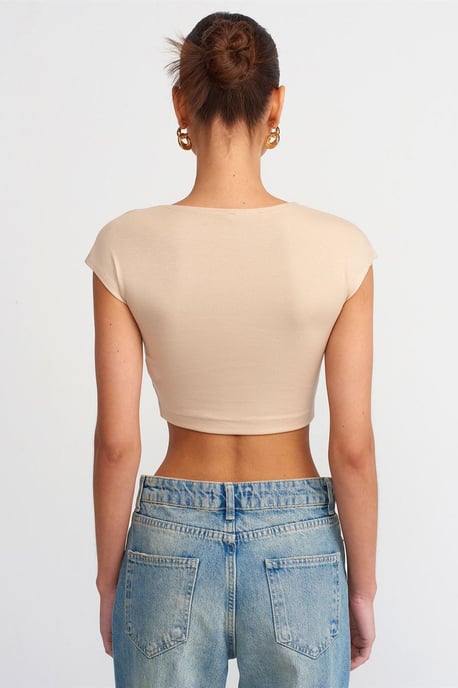 Slim Fit Crop Jersey Blouse - Image 2