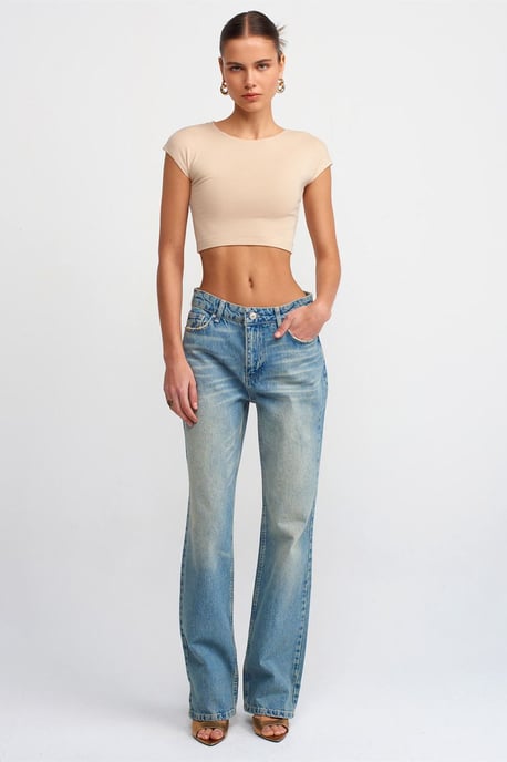 Slim Fit Crop Jersey Blouse - Image 3