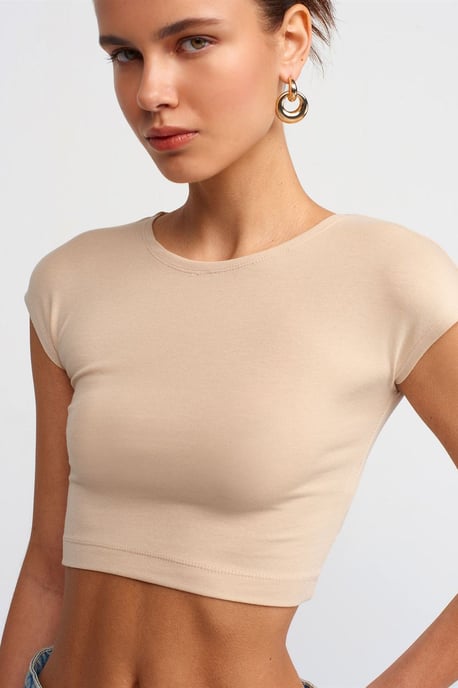 Slim Fit Crop Jersey Blouse - Image 4