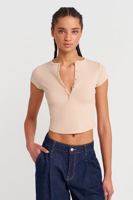 Dames Slim-fit Geribbelde Korte Blouse - Image 3
