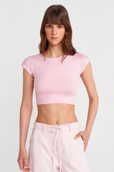 Slim Fit Crop Jersey Blouse - Image 1
