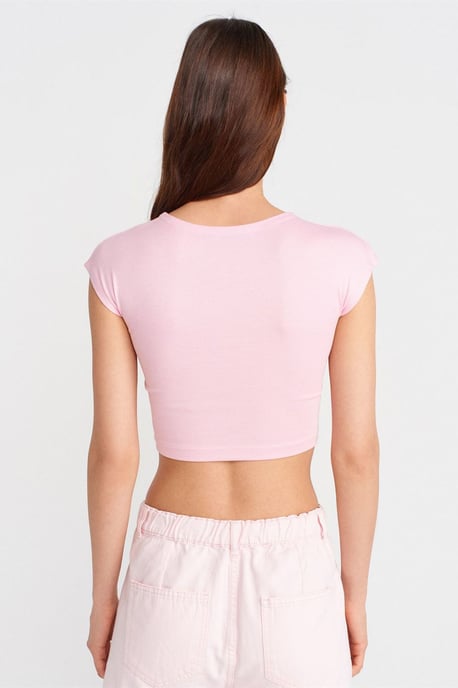 Slim Fit Crop Jersey Blouse - Image 2