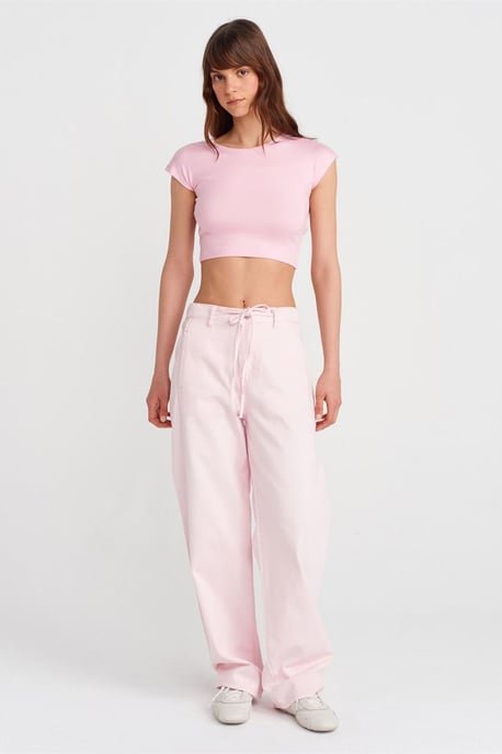 Slim Fit Crop Jersey Blouse - Image 4