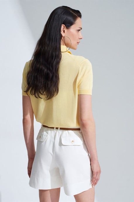 Dames Polo Kraag Knop Blouse - Image 2