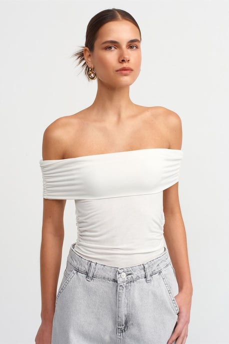 Off-Shoulder Slim Fit Jersey Blouse - Image 1