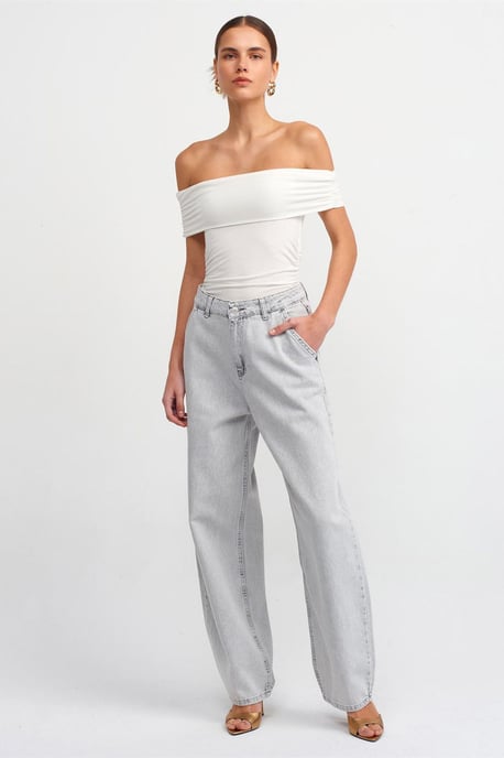 Off-Shoulder Slim Fit Jersey Blouse - Image 4