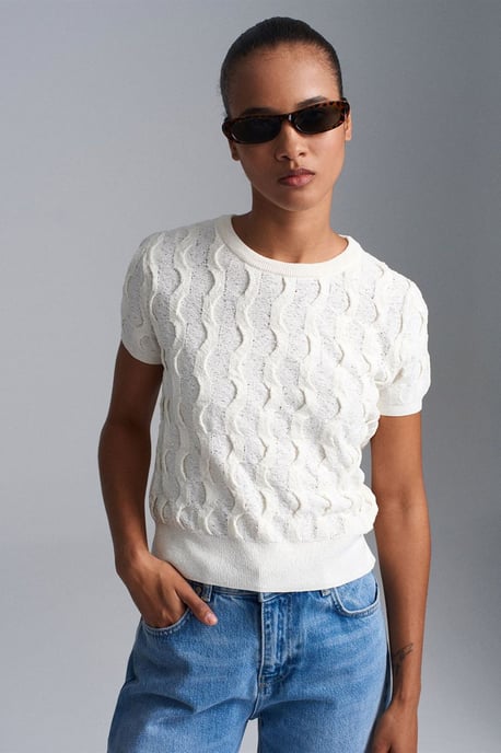 Geleide Ribbel Crop Blouse - Image 1