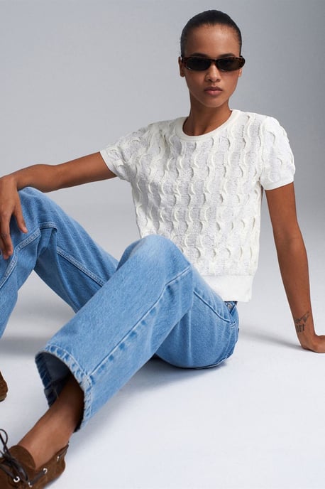 Geleide Ribbel Crop Blouse - Image 3