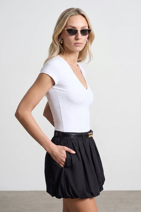 Slim Fit V-ringad stickad blus - Image 3