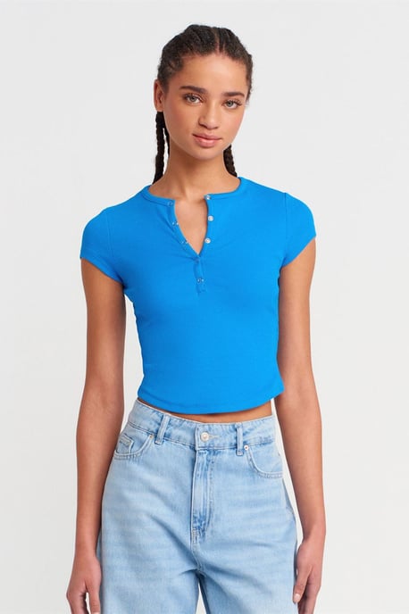 Dames Slim-fit Ribbed Crop Blouse - Image 1