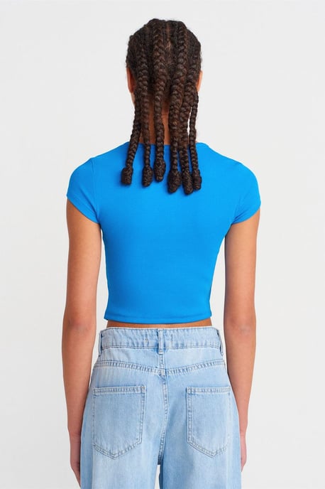Dames Slim-fit Ribbed Crop Blouse - Image 2