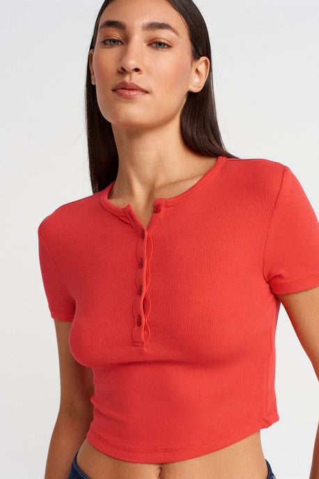 Slim Fit Crop Blouse Met Knopen - Image 3