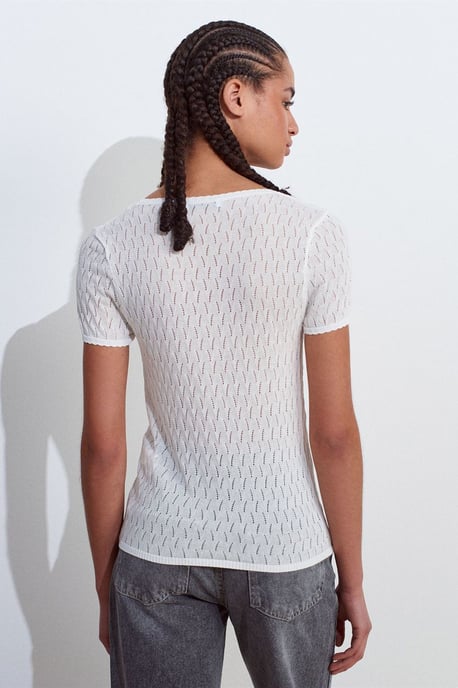 Texturerad Slim-fit Blus med Slipsdetalj - Image 3