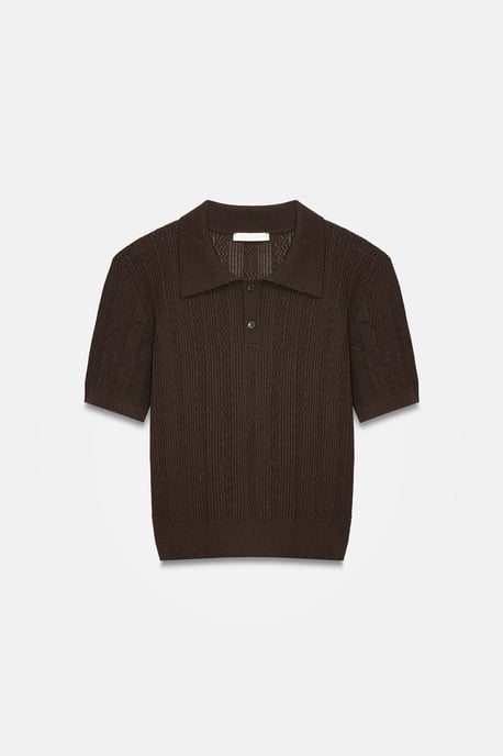 Textuurgevlochten Kant Brei Polo Blouse - Image 5