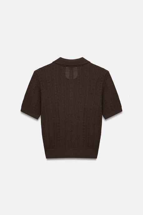 Textuurgevlochten Kant Brei Polo Blouse - Image 6