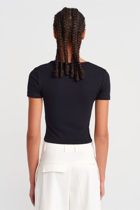 Slim Fit Crop Jersey Blouse - Image 2