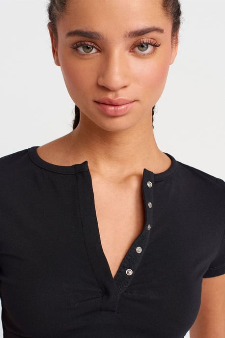 Slim Fit Crop Jersey Blouse - Image 3