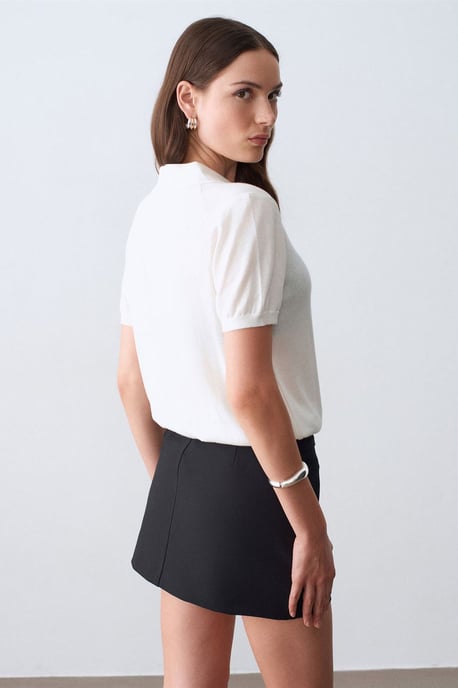 Slim Fit Pikétröja i Stickad Modell - Image 2