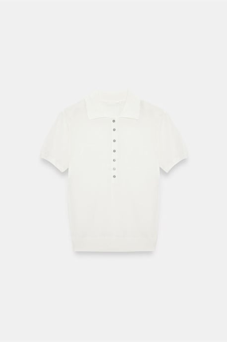Slim Fit Pikétröja i Stickad Modell - Image 5