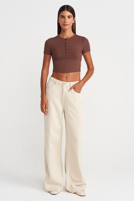 Slim Fit Crop Blouse Met Knopen - Image 4
