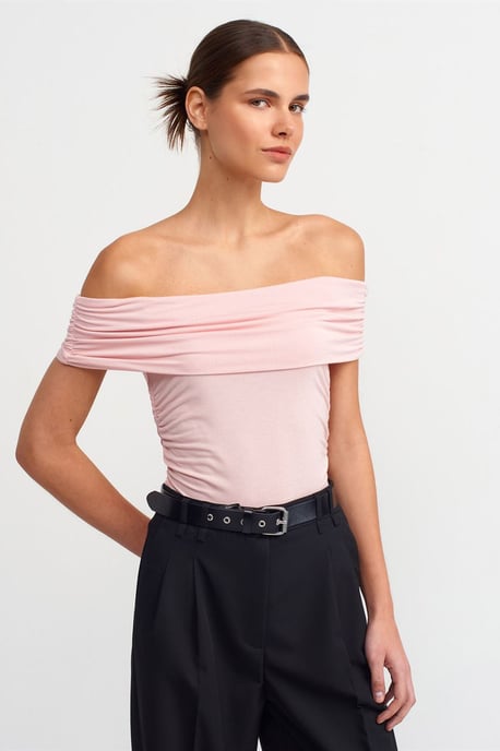 Off-Shoulder Slim Fit Jersey Blouse - Image 1