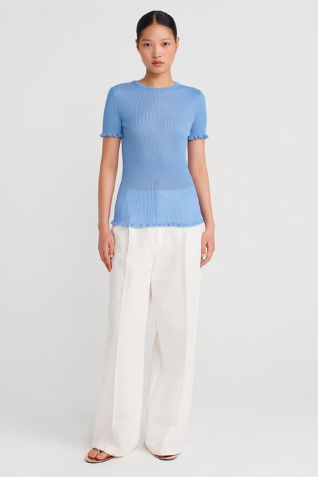 Slim Fit Gestreepte Rimpelblouse - Image 3