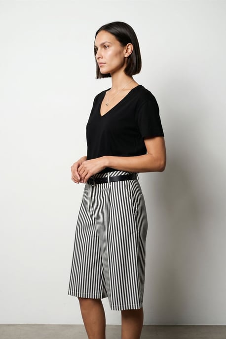 Katoen Tencel V-hals Korte Mouwen Blouse - Image 4