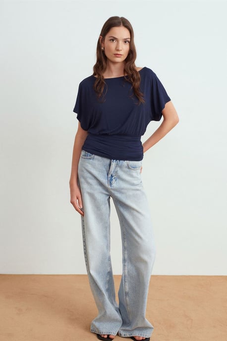 Women's Modal Blend Cut-out Crew Neck Blouse - Image 1