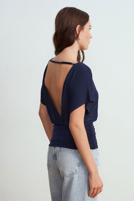 Women's Modal Blend Cut-out Crew Neck Blouse - Image 2
