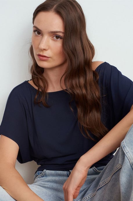 Women's Modal Blend Cut-out Crew Neck Blouse - Image 4