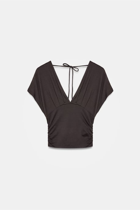 Slim Fit V-ringad Blus med Knytband - Image 5