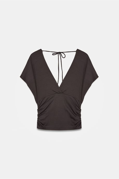 Slim Fit V-ringad Blus med Knytband - Image 6