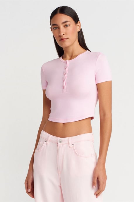 Slim Fit Cropped Blouse Met Knopen - Image 3