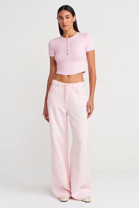 Slim Fit Cropped Blouse Met Knopen - Image 4