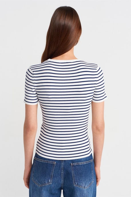 Randig Ribbad Stickad Blus - Image 2