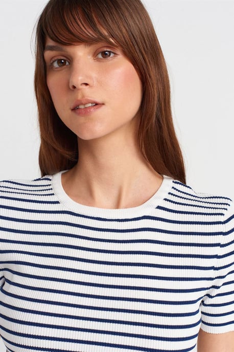 Randig Ribbad Stickad Blus - Image 3