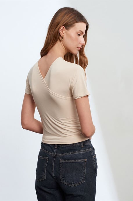 Slim Fit V-hals Jersey Blouse - Image 2