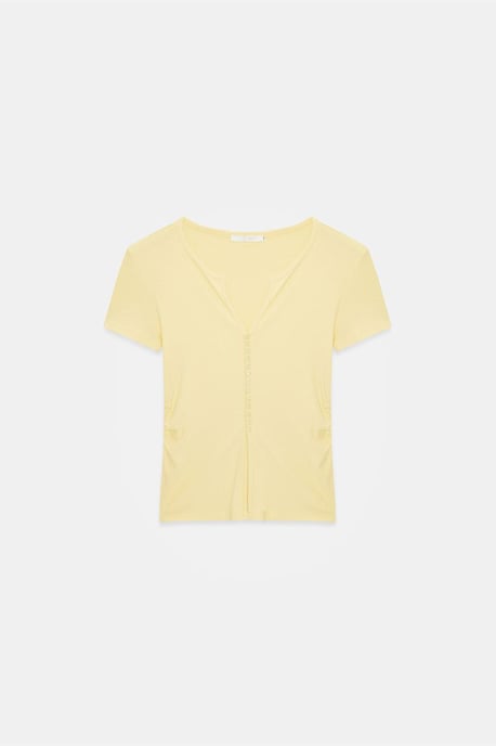 Slimmad passform V-ringad blus med knappar - Image 5
