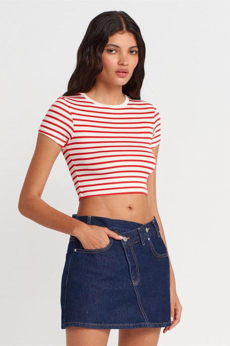 Randig Cropped Blus - Image 1