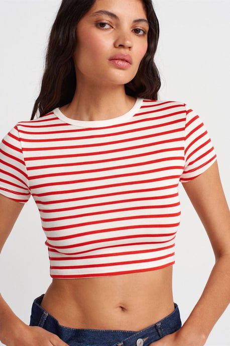 Randig Cropped Blus - Image 2