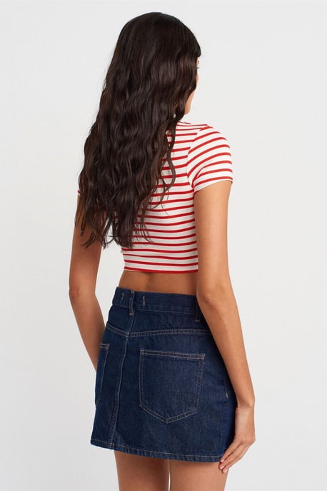 Randig Cropped Blus - Image 3